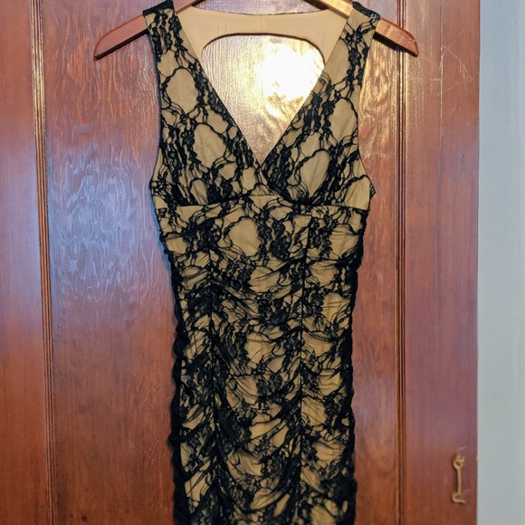 ❗️2 for $10 . Open Back Nude Lace Cocktail Dress - Picture 1 of 4